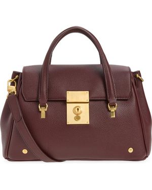 Thom Browne Small Bolton Soft Pebble Grain Leather Top Handle Bag - Purple