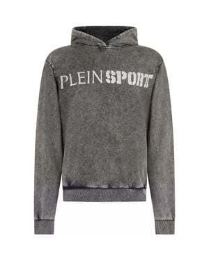 Philipp Plein Washed Hoodie Crackle Scratch - Gray