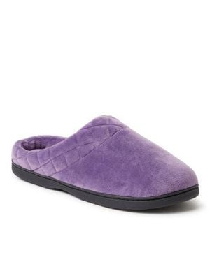 Dearfoams Darcy Quilted Cuff Velour Clog Slipper - Purple