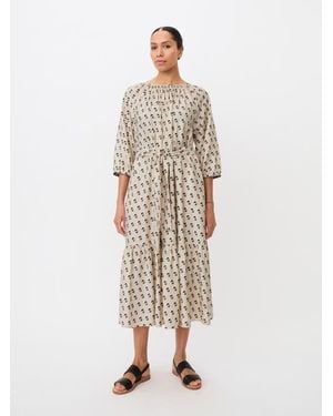 Masai Gathered Neck Midi Dress - Natural