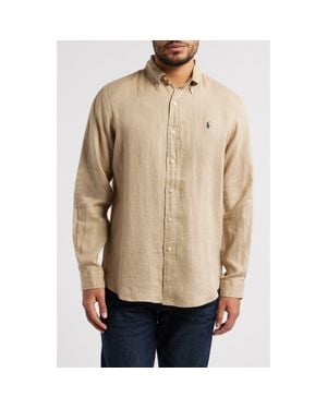 Polo Ralph Lauren Solid Linen Button-Down Shirt - Natural