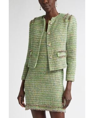 St. John Arden Metallic Tweed Jacket - Green
