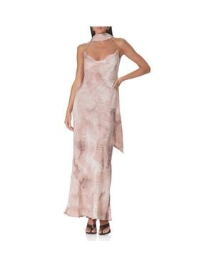 AFRM Cheryl Print Slipdress With Scarf - Pink