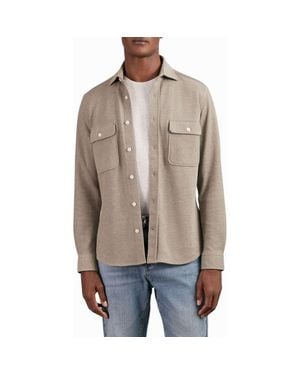 Reiss Forsithe Textured Overshirt - Brown