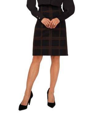 Halogen® Plaid Seamed Pencil Skirt - Black