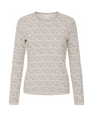 Noni Daily Soft Knit Long Sleeve Raw Edge T-Shirt - Gray