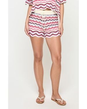 LSPACE Sun Chaser Stripe Cotton Cover-Up Shorts - Pink