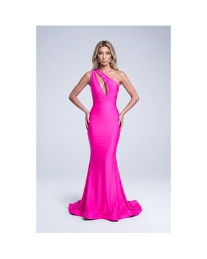 Jessica Angel Asymmetrical Cutout Mermaid Evening Gown - Pink