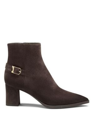 Santoni Suede Mid-Heel Ankle Boot - Brown
