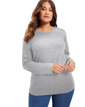 June + Vie Long-Sleeve Crewneck One + Only Tee - Gray