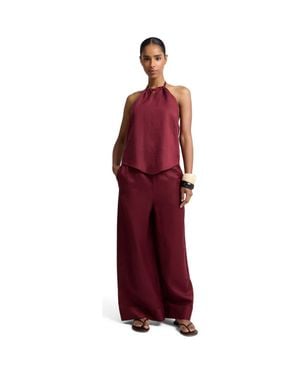Onia Air Linen Drawstring Wide Leg Pant - Red
