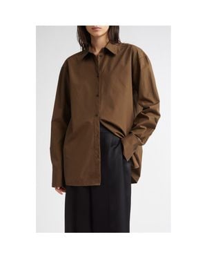 TOTEME Classic Cotton Button-Up Shirt - Brown