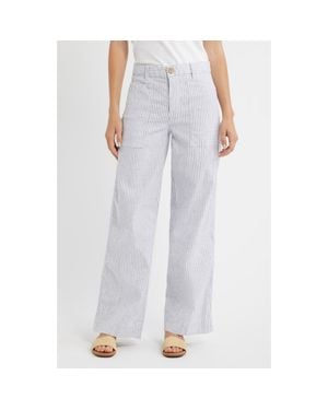 Frank & Eileen Limerick Stripe Wide Leg Pants - White