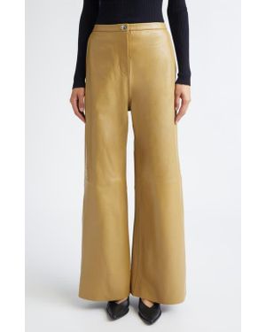 Stand Studio Rowena Wide Leg Leather Pants - Natural