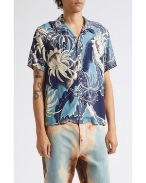 JW Anderson Floral Viscose Camp Shirt - Blue