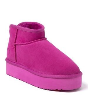 Dearfoams Fireside Kingston Genuine Shearling Platform Bootie - Pink
