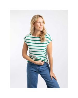 Weird Fish Bowe Striped Jersey T-Shirt - Blue