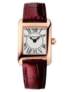 Frederique Constant Carrée Leather Strap Watch, 23Mm X 21Mm - Red