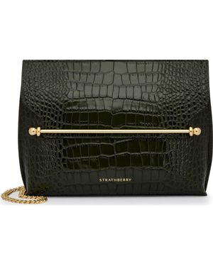 Strathberry Stylist Croc Embossed Leather Clutch - Green