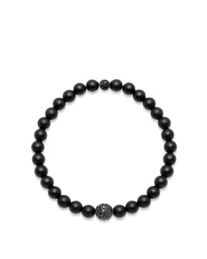 Nialaya Matte Onyx And Cz Diamond Wristband - Black
