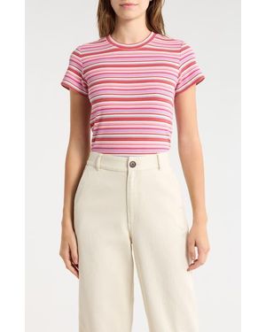 Marine Layer Lexi Stripe Rib T-Shirt - Pink