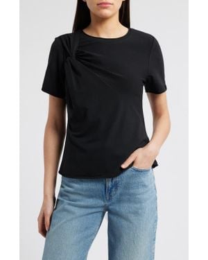 Wit & Wisdom Twist Front Stretch Cotton Modal T-Shirt - Black