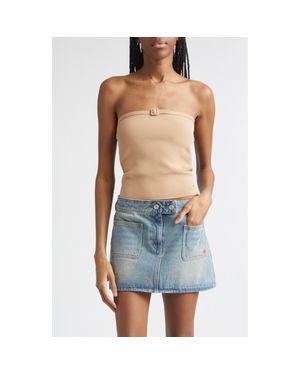 Courreges Buckle Detail Bustier Knit Top - Natural