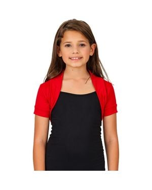 24sevenKid Open Front Short Sleeve Cropped Bolero Shrug - Red