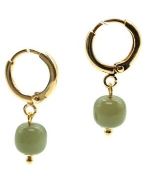 seree Beaded Nephrite Hoop Earrings - Metallic