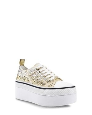 Zigi Embellished Platform Sneakers - White