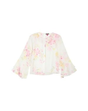 Vince Camuto Floral Double Ruffle Sleeve Top - White