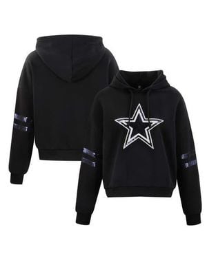 Cuce Dallas Cowboys Cropped Sequins Pullover Hoodie - Black