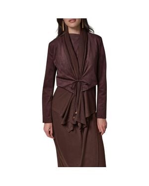 Donna Karan Mixed Media Faux Suede Jacket - Brown