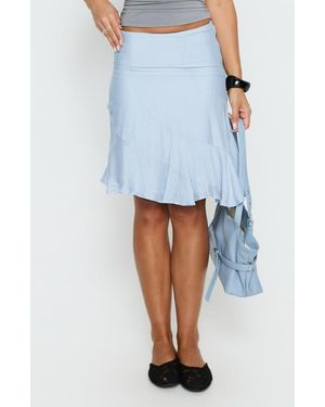 Princess Polly With Kindness Asymmetric Hem Midi Skirt - Blue