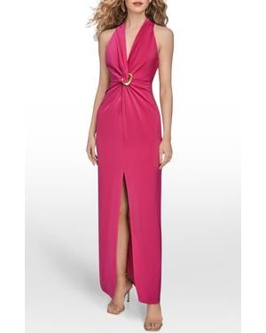 Donna Karan Twisted Sleeveless Gown - Pink