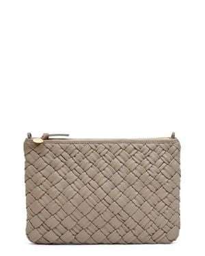 Clare V. Woven Leather Flat Clutch - Gray