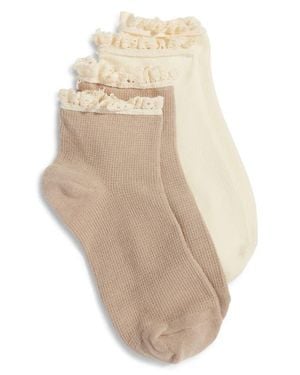 Stems 2-Pack Lace Trim Cotton Blend Socks - Natural