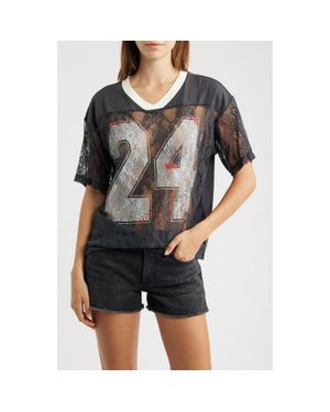 THE VINYL ICONS Graphic Lace Football T-Shirt - Black