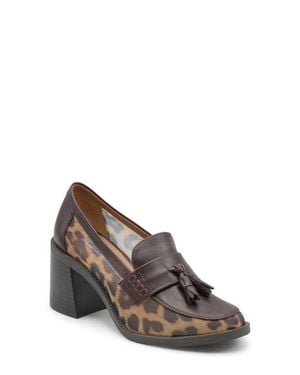 Charles David Katie Block Heel Tassel Loafer - Brown