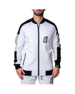 Maceoo Legendary Stretch Cotton Zip-Up Jacket - White