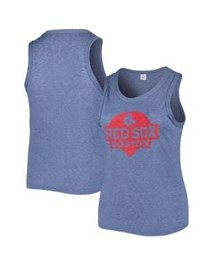 Soft As A Grape Boston Sox Plus Size High Neck Tri-Blend Tank Top - Blue