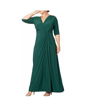 Kiyonna Evening Romance Stretch Jersey Gown - Green