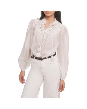 Mint Velvet Floral Cutwork Detail Blouse - White