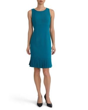 Kasper Pleated Sleeveless Sheath Dress - Blue