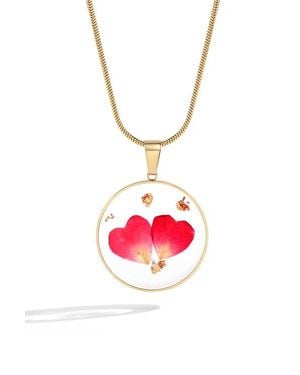 Mint & Lily Pressed Birth Flower Necklace - Red