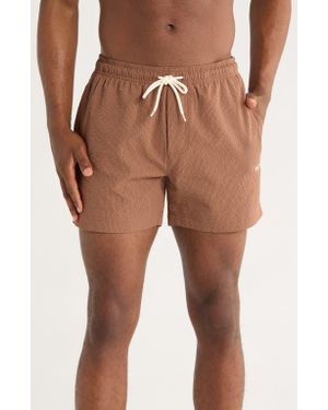 PacSun Solid Seersucker Swim Trunks - Brown