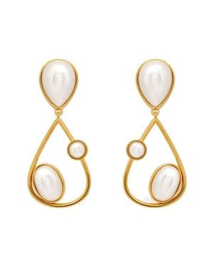 Oscar de la Renta Faux Clip-On Drop Earrings - Metallic