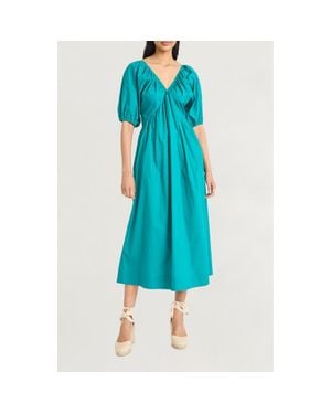 The Good Journey Puff Sleeve Maxi Dress - Blue