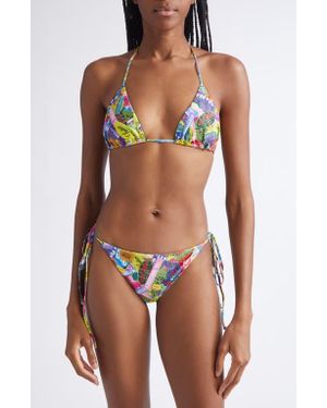 Acne Studios Eini Multisticker Print String Bikini Two-Piece Swimsuit - White