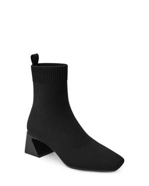 VIVAIA Square-Toe Water-Repellent Heeled Boots - Black